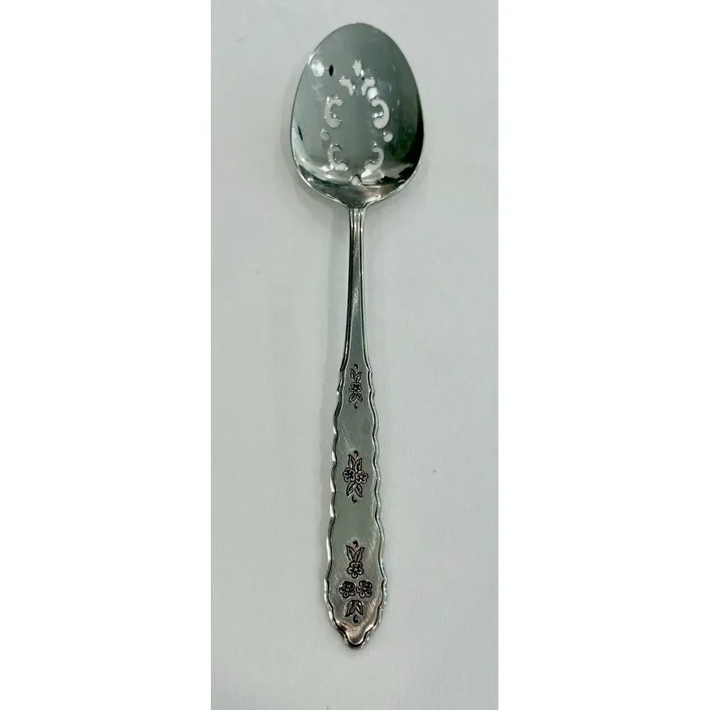 Oneida  Serving Spoon FLORAL BOUQUET Stainless Distinction‎ Silverware Flatware